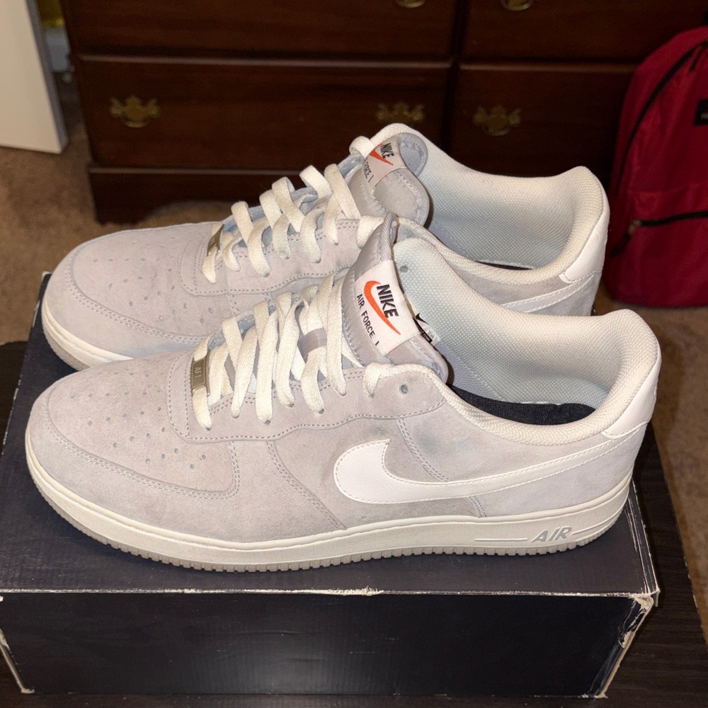 Nike Light Grey Suede Air Force 1 Sneakers - Picture 2 of 5